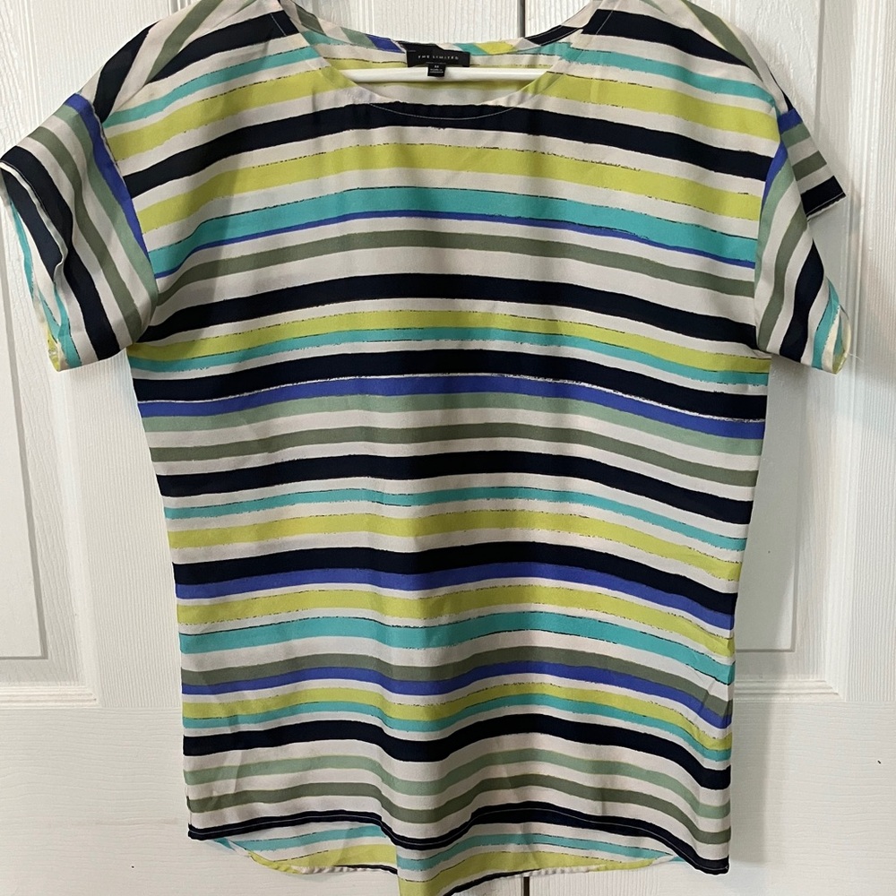 The Limited Striped Short Sleeve Top - Green, Blue, Navy